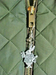 2 1/2" Drop White Rabbit from Alice in Wonderland in SP Zipper Charm Key Ring - Picture 1 of 4