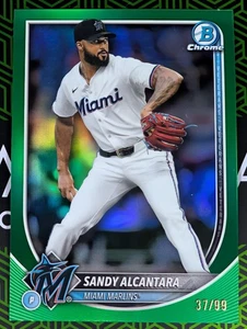 Sandy Alcantara 2025 Bowman Chrome Card #48 Green Refractor 37/99 Miami Marlins - Picture 1 of 2
