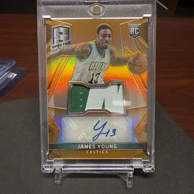 James Young 2014-15 Panini Spectra Auto Patch #d /25 RC RPA Boston Celtics - Image 1 of 4