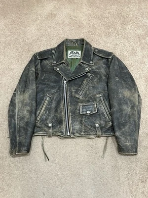 Chaqueta de motociclista de cuero vintage AVIREX para hombre negra talla mediana Foto 1 de 4