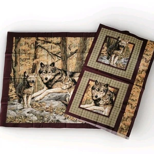 Song Of The Wolf Cubs Baumwollstoff Wandpaneel 34"x 44" und 4 Kissenpaneele - Bild 1 von 3