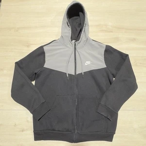 Nike Full Zip Hoodie Sweatshirt Men’s XL Embroidered Swoosh Classic Black Gray - Picture 1 of 18