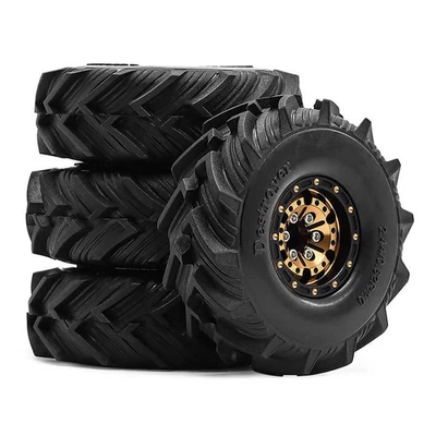 4PCS 1.0" Aluminum Wheel Rims Rubber Tires for TRX4M SCX24 FMS Ascent-18 RC Car - Image 1 of 4