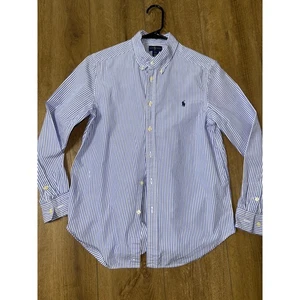 Ralph Lauren Kids Blue Striped Long Sleeve Button Down Shirt - Picture 1 of 5