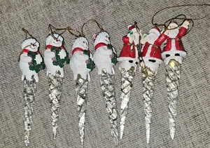 Avon Fahrrad Ornamente 7er Set Weihnachtsmann und Schneemann Glas Weihnachten 1995 EUC - Bild 1 von 4