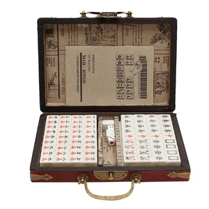 146 Sheet Portable Vintage Traditional Chinese Mahjong Mini Mahjong Set with Box - Picture 1 of 6