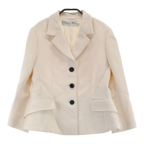 Giacca Christian Dior lana seta donna 40 bianca usata