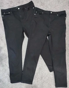 x2 F&F Ladies High Rise Black Cotton Mix Stretch Denim Skinny Jeans Size 16S - Picture 1 of 13
