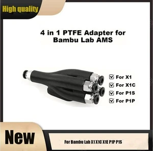 4-in-1 PTFE Adapter For Bambu Lab AMS X1 X1C X1E P1P P1S 3D Printers Parts AAU - Afbeelding 1 van 14
