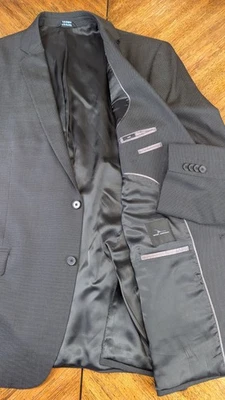 Traje Abrigo Chaqueta Marc Anthony 46R Lana Mezcla Seda 2 Botones Completamente Forrado Tweed Foto 1 de 4