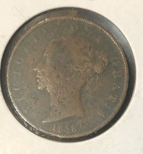 1838 Gran Bretagna mezzo penny 1/2P PRIMO ANNO-KM#726-Victoria-MINTAGE=457.000 - Foto 1 di 4