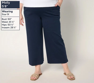 Isaac Mizrahi Live! Regular Essentials Pima Cotton Culotte Pants A689750 QVC - Image 1 of 4