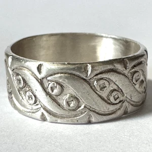 Vintage Joseph Esposito ESPO Sterling Silver Cigar Band Etched Swirl Wave Ring 7 - Picture 1 of 11
