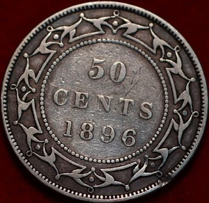 🇨🇦 1896 Queen Victoria Newfoundland 50 Cents Silver Coin - Picture 1 of 2