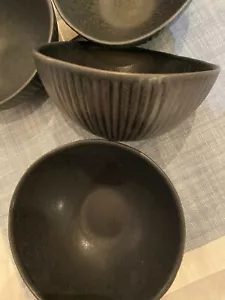 Williams Sonoma Ridge Artisan Cereal Bowls Black Set of 4 New w/Tags - Picture 1 of 6