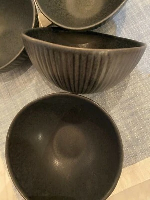 Williams Sonoma Ridge Cuencos de Cereal Artesanos Negro Juego de 4 Nuevos con Etiquetas Foto 1 de 4