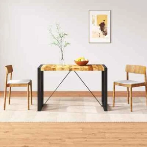 vidaXL Dining Table Solid Rough Mango Wood 120 cm - Picture 1 of 11