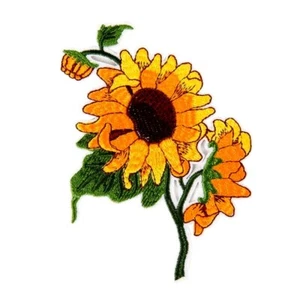 Sunflower Patch 13cm x 11cm Leaf Embroidered Iron Sew On Floral Flower - Picture 1 of 1