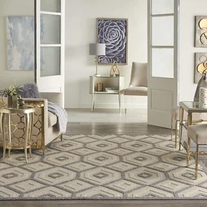 Nourison Palamos Indoor-Outdoor Cream 8'10" x 11'10" Area -rug, Easy - Picture 1 of 9