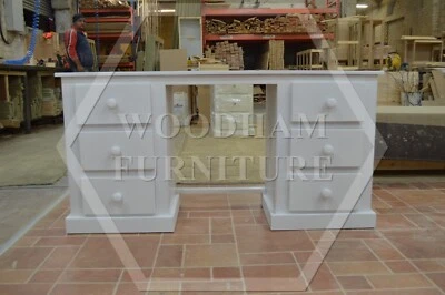 HANDMADE AYLESBURY 6 DRAWER DRESSING TABLE IN WHITE (NOT FLATPACKED) - Image 1 of 4