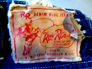 1950-ROY ROGERS-ORG BOYS DENIM BLUE JEANS-W TAG-SEARS-ROEBUCK-EXC-VINTAGE COWBOY - Picture 1 of 11