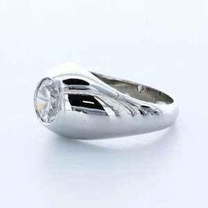 2.54ct D SI2 Round Earth Mined Certified Diamond White Gold Classic Mens Ring - Picture 1 of 3