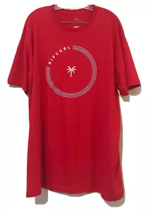 Rip Curl Mens Standard Fit Red Retro Circle Palm Tree Cotton T Shirt Size XL Nwt - Picture 1 of 3