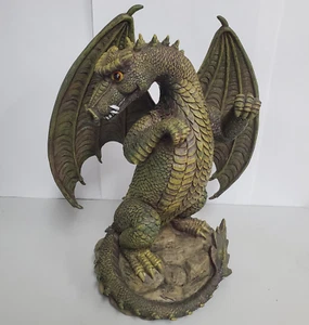 SELTENE große grüne Drache Harz Statue Figur 13" x 9" Young's einzigartige Geschenke 23684 - Bild 1 von 11