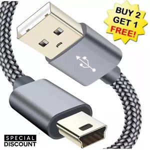 USB 2.0 A to Mini B 5-Pin USB Male Data Sync Charger Cable PC GPS Camera DS PS3 - Picture 1 of 10