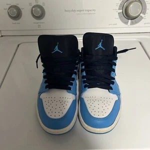 Size 8 - Jordan 1 Low UNC 2021 Black/University Blue/White - Picture 1 of 6