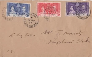 St. Vincent 1937 George VI Coronation Local First Day Cover - Sion Hill Cancel - Picture 1 of 2
