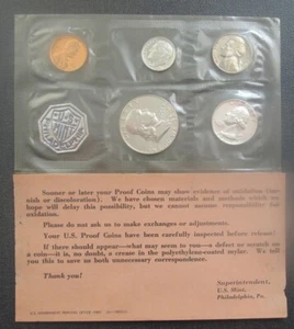 1961 USA Proof Coin Set - Philadelphia Mint, 3 x Silver inc Franklin Half Dollar - Picture 1 of 5