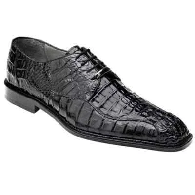 Zapatos de vestir hechos a mano para hombre elegantes de cuero de cocodrilo negro con cordones, zapatos derby Foto 1 de 2