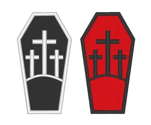 Maßgeschneiderter bestickter Sargaufnäher - Drei Kreuz Motorrad MC Biker Nähen Aufnäher - Bild 1 von 10