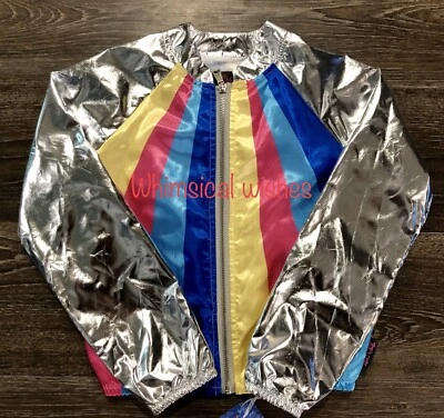 JoJo's Closet Jojo Siwa Silver Rainbow Bomber Jacket  XS S M L XL 4 5 6 8 10 12  - Image 1 of 4