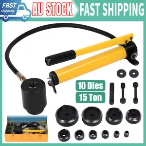 15 Ton Hydraulic Hole Punch Knockout Tool Set 10 Dimple Dies 16-101mm with Box - Picture 1 of 12
