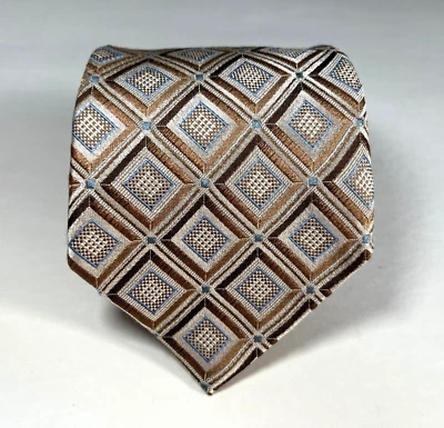 Men's Ermenegildo Zegna Woven Silk Tie Geometric Textured Made in Italy - Image 1 of 4
