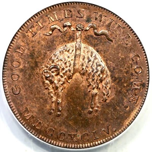 1794 D&H-12 ANACS MS 62 RB Gr Britain Norfolk Norwich Castle Conder Token - Picture 1 of 4