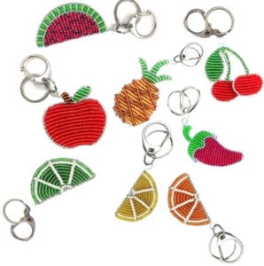 BEADWORX KEYRINGS FRUIT  KEYRING APPLE CHERRIES EXOTIC CITRUS PINEAPPLE GIFT - Picture 1 of 13