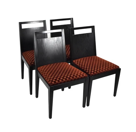 Set 4 Dessin Fournir Gerard Burdett Side Dining Chairs Black Noir w Cover
