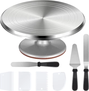 Cake Turntable, 12'' Aluminium Alloy Cake Stand, Cake Decorating Kit with 3 Icin - Picture 1 of 8