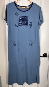 Vintage Jaclyn Smith Women’s Plus Blue Maxi Dress Sea Nautical Theme Size XL - Picture 1 of 12