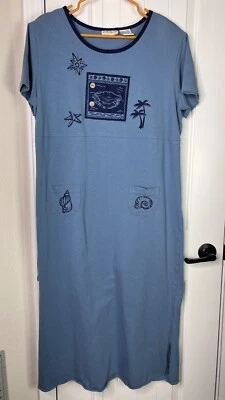 Vintage Jaclyn Smith Women’s Plus Blue Maxi Dress Sea Nautical Theme Size XL - Image 1 of 4