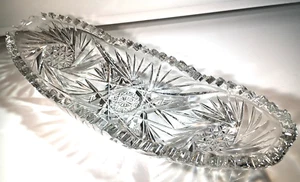 Antique ABP American Brilliant Hobstar Pinwheel Cut Glass Celery Relish Dish - Picture 1 of 13