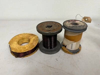 Antique Vintage 3Pcs Jhon & Wilbur B. Driver Copper Copper Magnet Wire Rolls - Image 1 of 4
