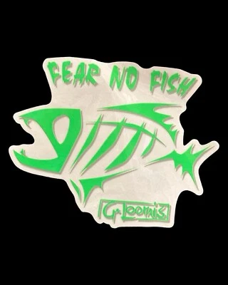 Vintage G•Loomis Fear No Fish Logo Window Sticker, Lime Green, New Old Stock