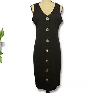 No Boundaries Ladies Black Ribbed Stretch Button V-Neck Sleeveless Dress XL