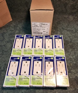 (10) Leviton 15a Tamper Child Resistant Duplex Outlet #T5325-A (45232-E3) - Picture 1 of 5
