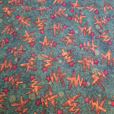 Benartex Cotton Fabric 54" X 42" Green Christmas Tree Peaceful Journey Quilting  - Image 1 of 4