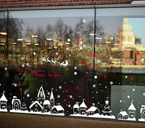 Christmas Window Decorations Decals - Winter Holiday Clings Stickers Snowflak... - Picture 1 of 1